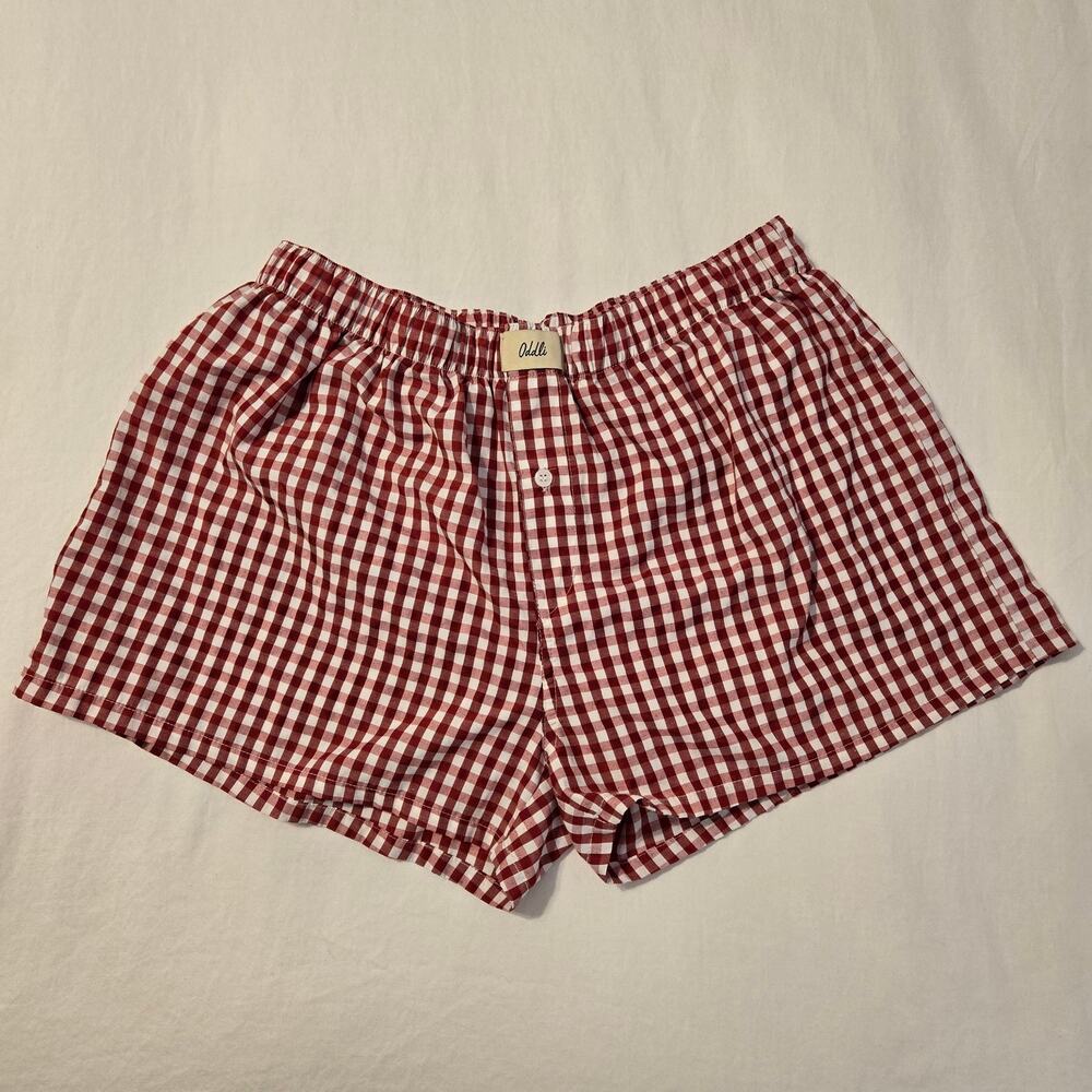 Oddli Womens Classic Boxers Red and White Gingham Sz. M/L